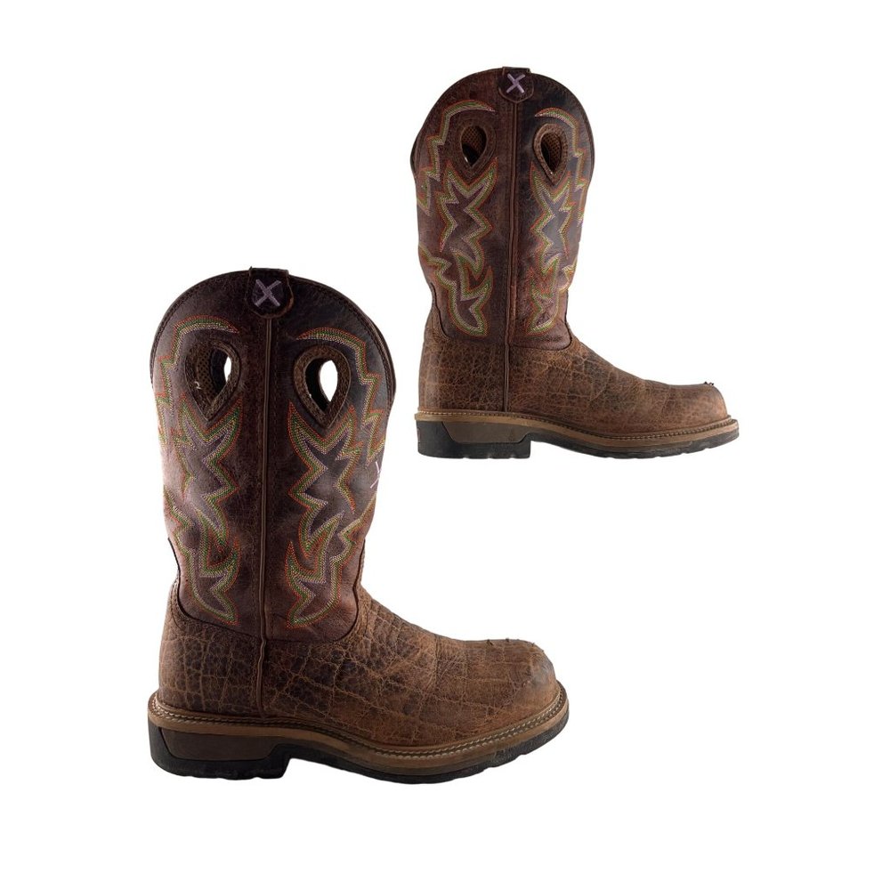 Men's Twisted X Brown Leather Composite Toe Western Work Boots Size 9.5 D